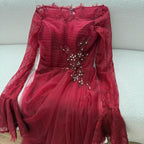 Luxury Light Pink Mermaid Lace Beaded Evening Dress CLA72910