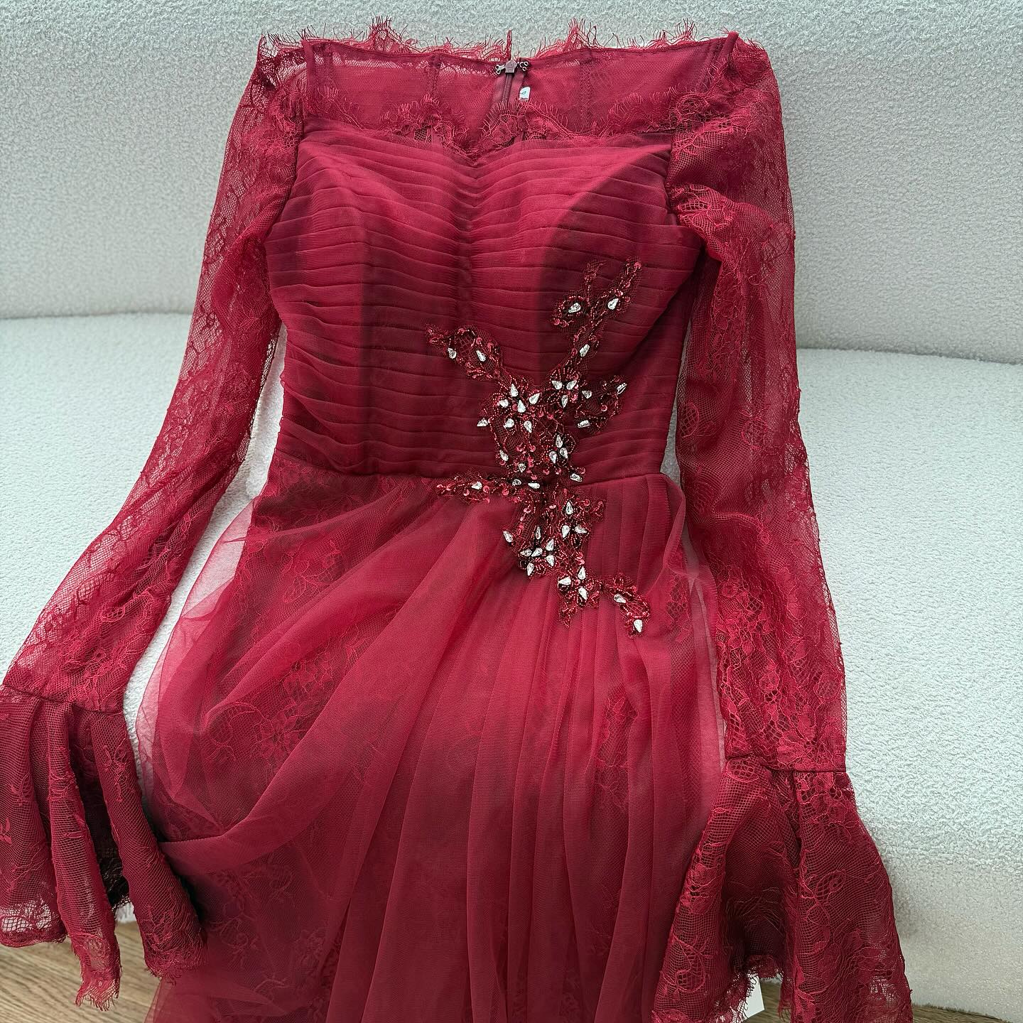 Luxury Light Pink Mermaid Lace Beaded Evening Dress CLA72910