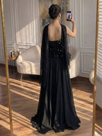 Luxury Black Strapless Beaded Peplum A-Line Evening Dress LA72915B