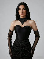 Kosovo Luxury Beaded Evening Dress With Gloves CLA72929