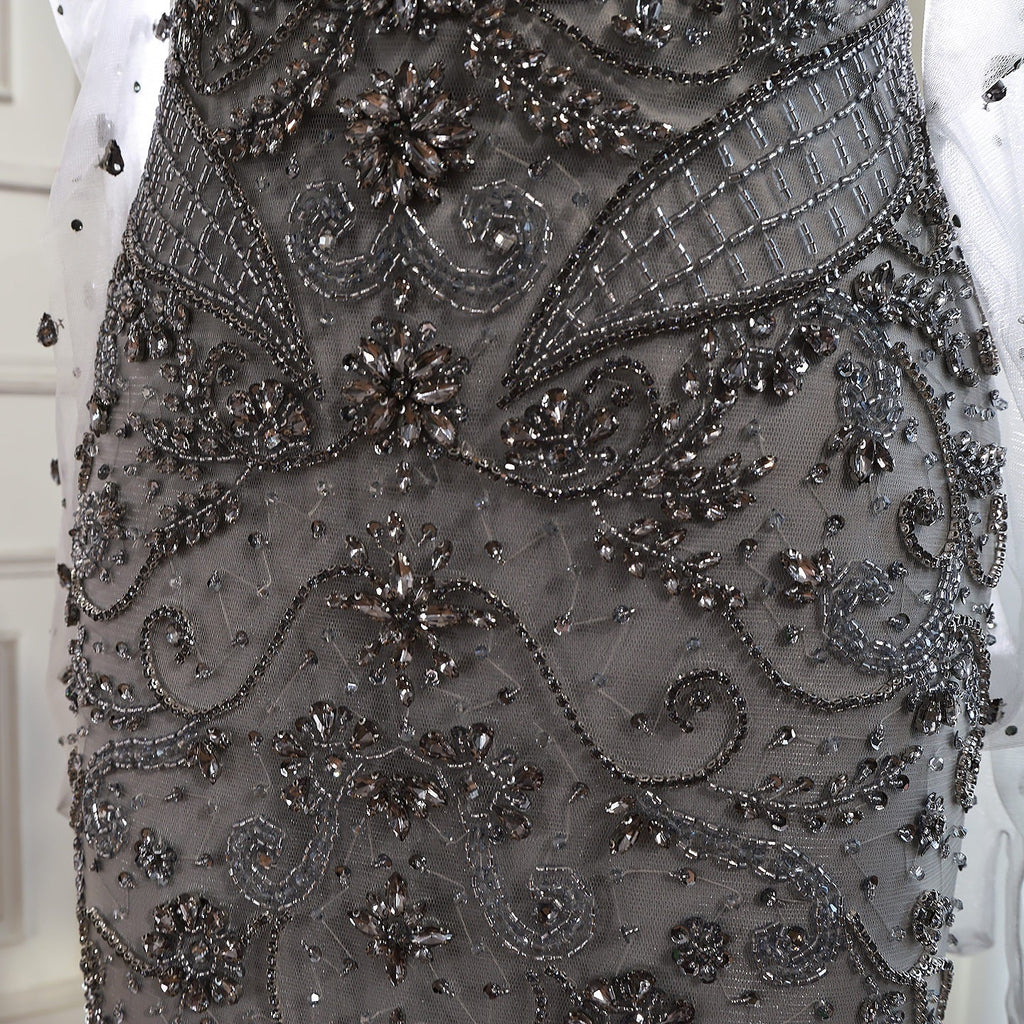 Kosovo Luxury Beaded Evening Dress With Gloves CLA72929