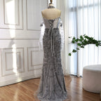 Kosovo Luxury Beaded Evening Dress With Gloves CLA72929