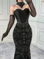 Kosovo Luxury Beaded Evening Dress With Gloves CLA72929