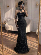 Kosovo Luxury Beaded Evening Dress With Gloves CLA72929