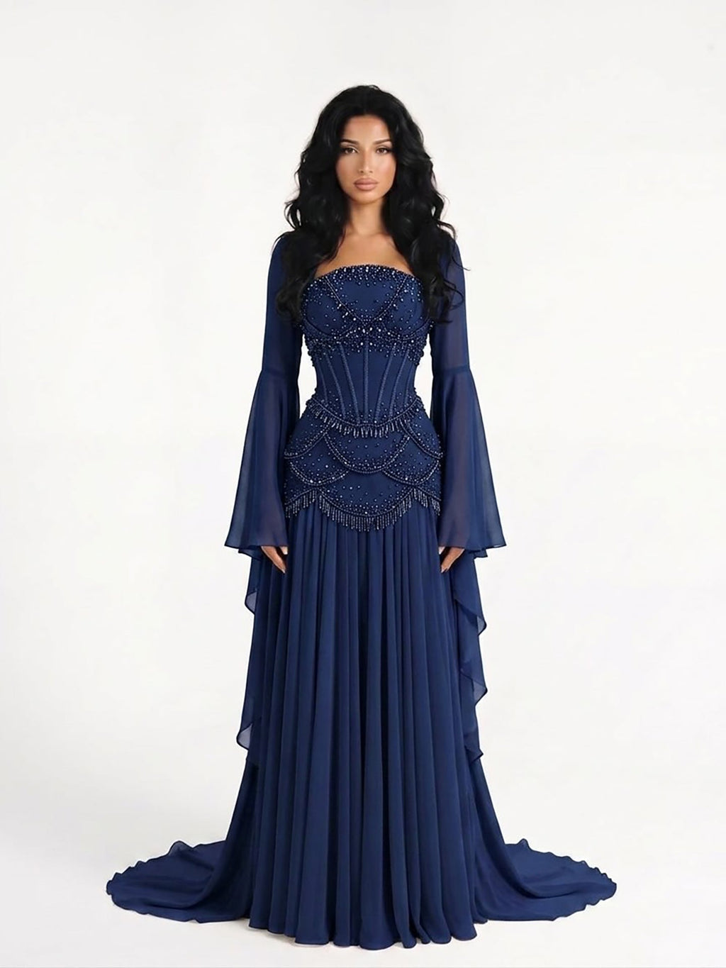 Luxury Pink Beaded A Line Dress with Chiffon Cape Sleeves CLA72978B