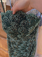 Luxury Green Strapless Beaded Mermaid Evening Dress CLA73117A