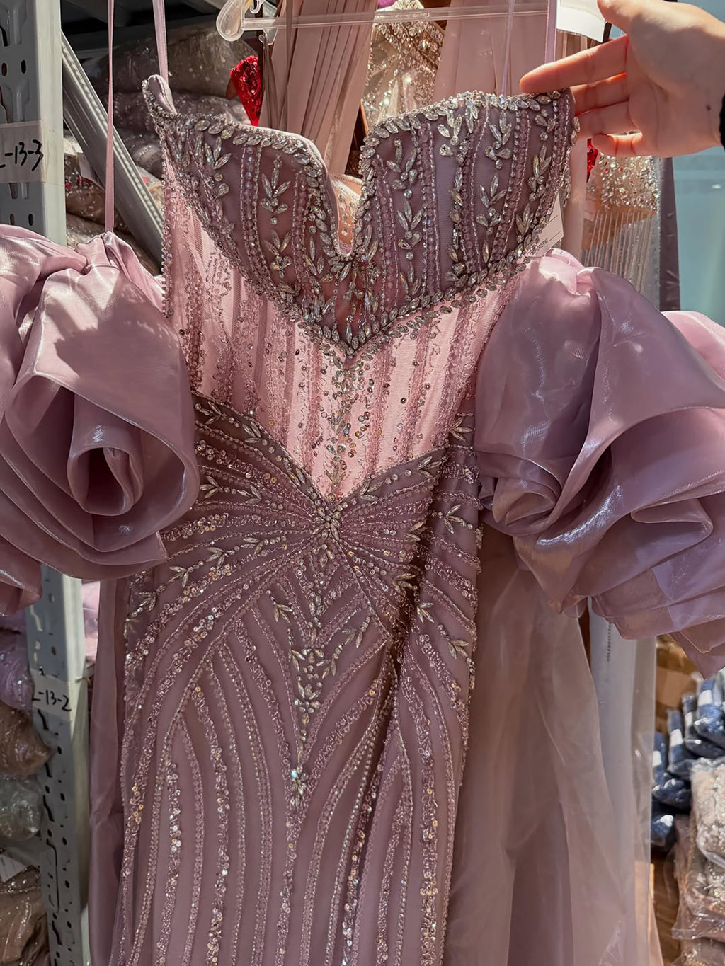 Arabic Luxury Beaded Mermaid Evening Dress With Detachable Overskirt Women Wedding Party Gown CLA73141