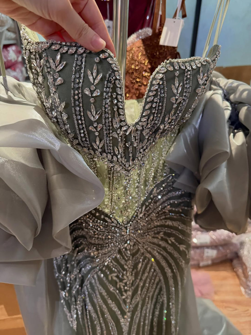 Arabic Luxury Beaded Mermaid Evening Dress With Detachable Overskirt Women Wedding Party Gown CLA73141