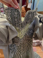 Arabic Luxury Beaded Mermaid Evening Dress With Detachable Overskirt Women Wedding Party Gown CLA73141