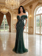 Arabic Luxury Beaded Off Shoulder Mermaid Evening Dress CLA73142A