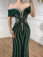 Arabic Luxury Beaded Off Shoulder Mermaid Evening Dress CLA73142A