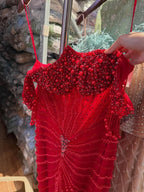 Luxury Nude Pearls Beaded Mermaid Evening Dress Off Shoulder CLA73148A