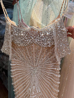 Luxury Nude Crystal Beaded Off Shoulder Mermaid Dress LA73148E