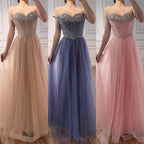 Luxury Nude Strapless A-Line Prom Dress CLA73178