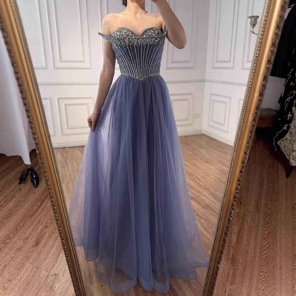 Luxury Nude Strapless A-Line Prom Dress CLA73178