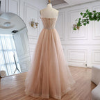 Luxury Nude Strapless A-Line Prom Dress CLA73178