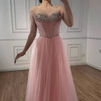 Luxury Nude Strapless A-Line Prom Dress CLA73178