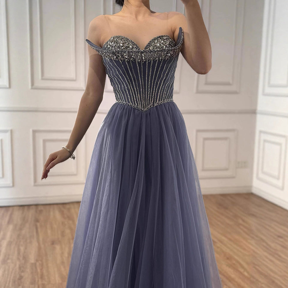 Luxury Nude Strapless A-Line Prom Dress CLA73178