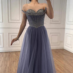 Luxury Nude Strapless A-Line Prom Dress CLA73178