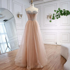 Luxury Nude Strapless A-Line Prom Dress CLA73178