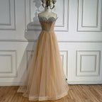 Luxury Nude Strapless A-Line Prom Dress CLA73178