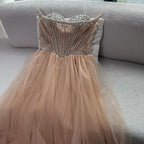 Luxury Nude Strapless A-Line Prom Dress CLA73178