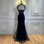 Luxury Nude Beaded Mermaid Detachable Cape Evening Dress With Overskirt CLA73182