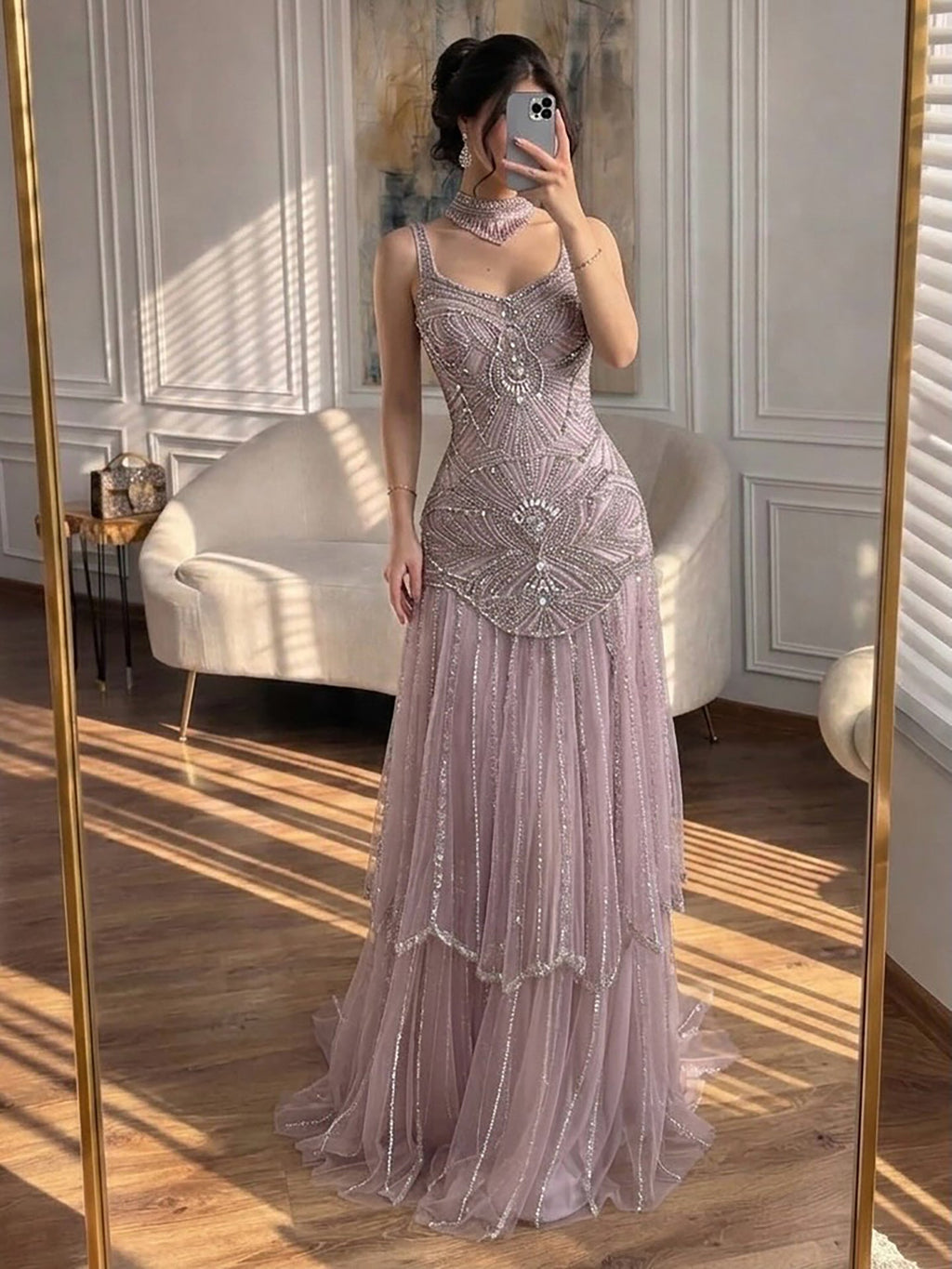 Luxury Turquoise Arabic Mermaid Beaded Evening Dress CLA73189B