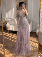Luxury Turquoise Arabic Mermaid Beaded Evening Dress CLA73189B