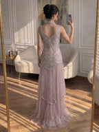 Luxury Turquoise Arabic Mermaid Beaded Evening Dress CLA73189B