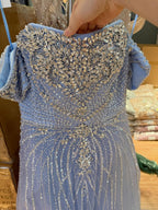 Luxury Dubai Nude Strapless Beaded A-Line Evening Dress CLA73195A