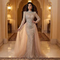 Luxury Muslim Nude Beaded Mermaid Evening Dress LA73203A