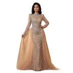 Luxury Muslim Nude Beaded Mermaid Evening Dress LA73203A