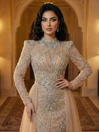 Luxury Muslim Nude Beaded Mermaid Evening Dress LA73203A