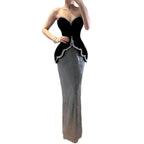 Luxury BCLAck Strapless Beaded Mermaid Evening Dress CLA73206A
