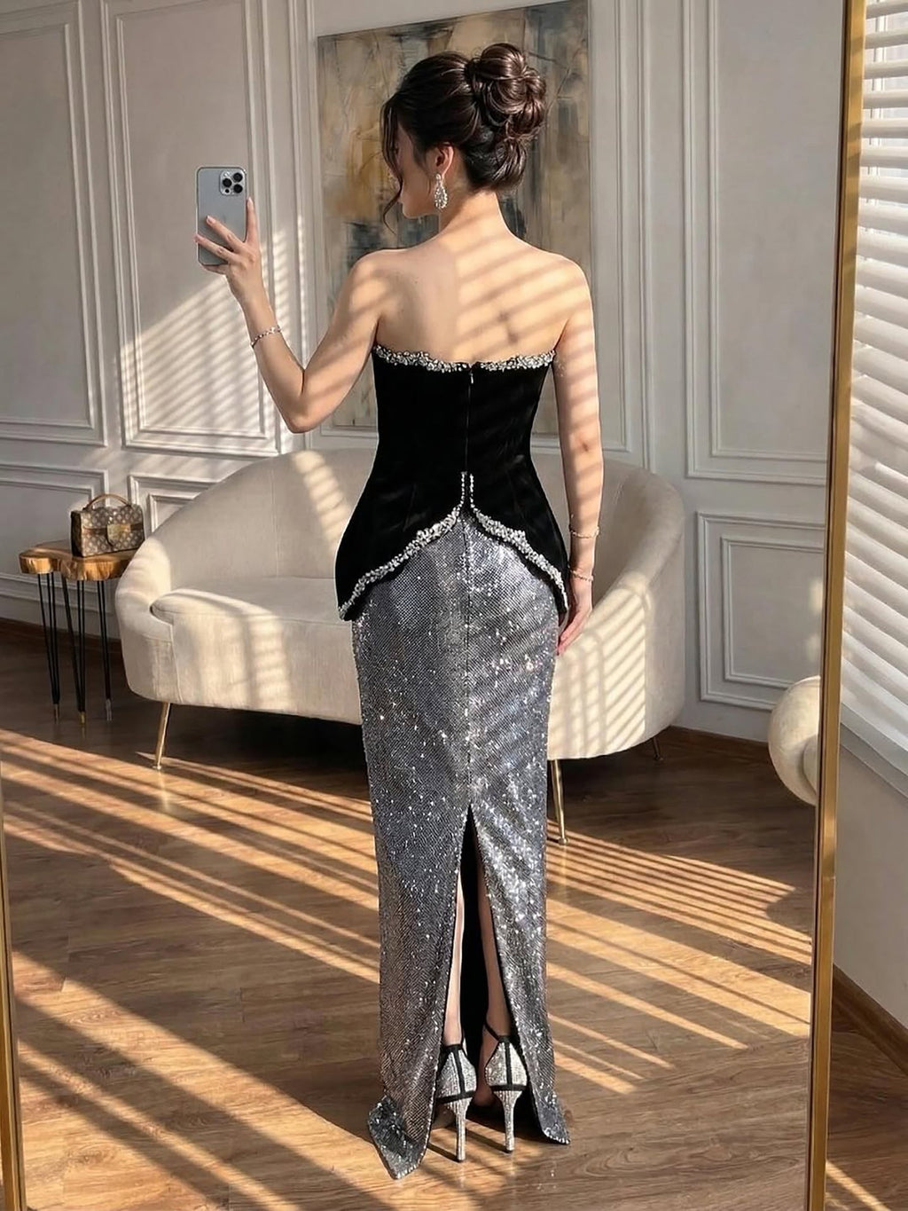 Luxury BCLAck Strapless Beaded Mermaid Evening Dress CLA73206A