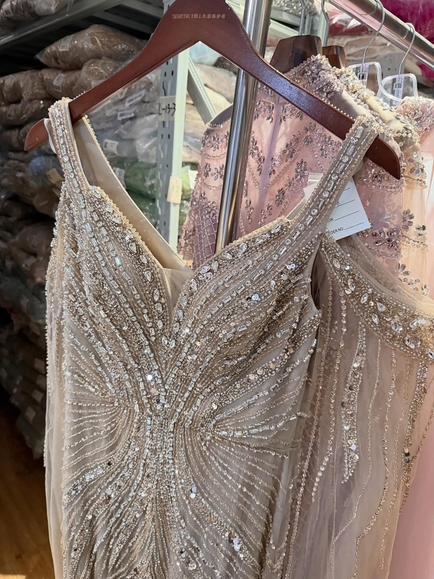 Luxury Caramel Beaded Mermaid Evening Dress With Cape Sleeves CLA73210