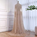 Luxury Sliver Nude Hijab Modest Muslim Beaded Mermaid Evening Dress CLA73215