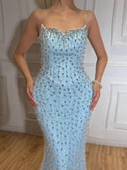Lebanon Luxury Pink Diamond Evening Dress With Shawl For Women Wedding Party CLA73225