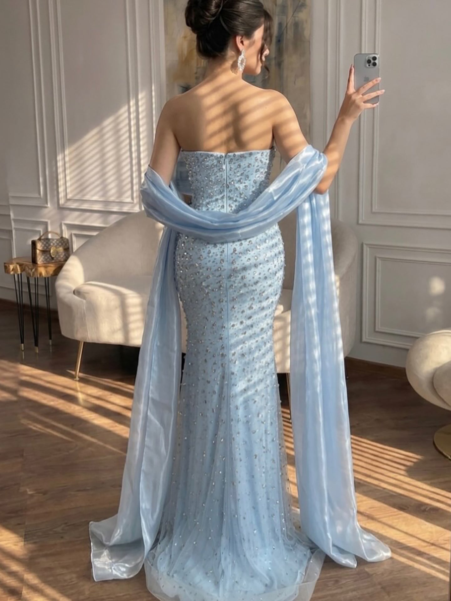 Lebanon Luxury Pink Diamond Evening Dress With Shawl For Women Wedding Party CLA73225