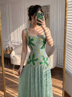 Kosovo Luxury Full Beaded A-Line Spaghetti Straps Evening Dress Women Occasion Party Gown CLA73332