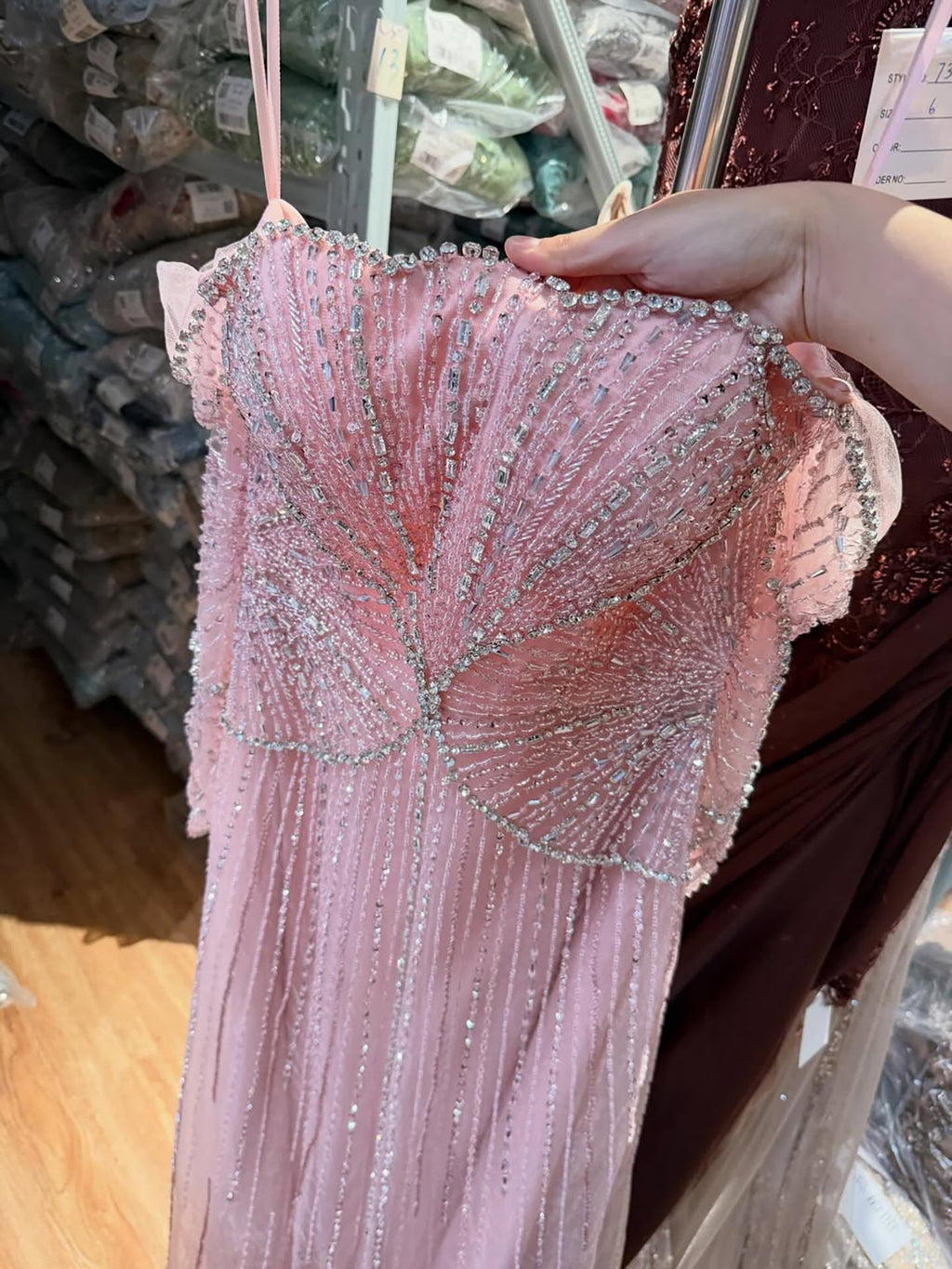 Arabic Beige Luxury Beaded Off Shoulder A-Line Evening Dress CLA73333
