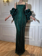 Kosovo Luxury Beaded Mermaid Evening Dress Spaghetti Straps For Women Birthday Party CLA73355