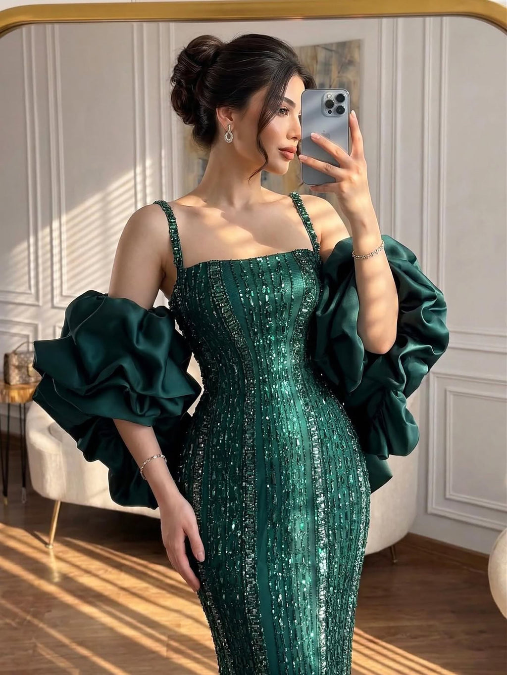 Kosovo Luxury Beaded Mermaid Evening Dress Spaghetti Straps For Women Birthday Party CLA73355