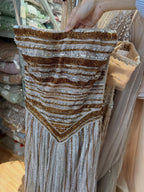 Luxury Caramel Beaded Arabic A-Line Strapless Evening Dress CLA73359