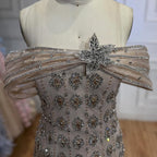 Arabic Luxury Gold Beaded Mermaid Evening Dress CLA73362