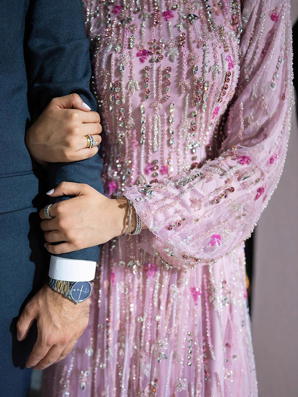 Arabic Modest Muslim Hijab Women A-Line Evening Dress Pink CLA73363