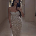 Luxury Nude Pearl Beaded Mermaid Evening Dress LA73395