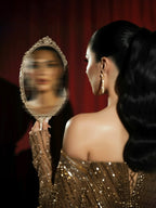 Luxury Brown Arabic Beaded Mermaid Evening Dress LA73403