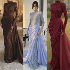 Luxury Lilac High Neck Beaded Mermaid Evening Dress CLA73407